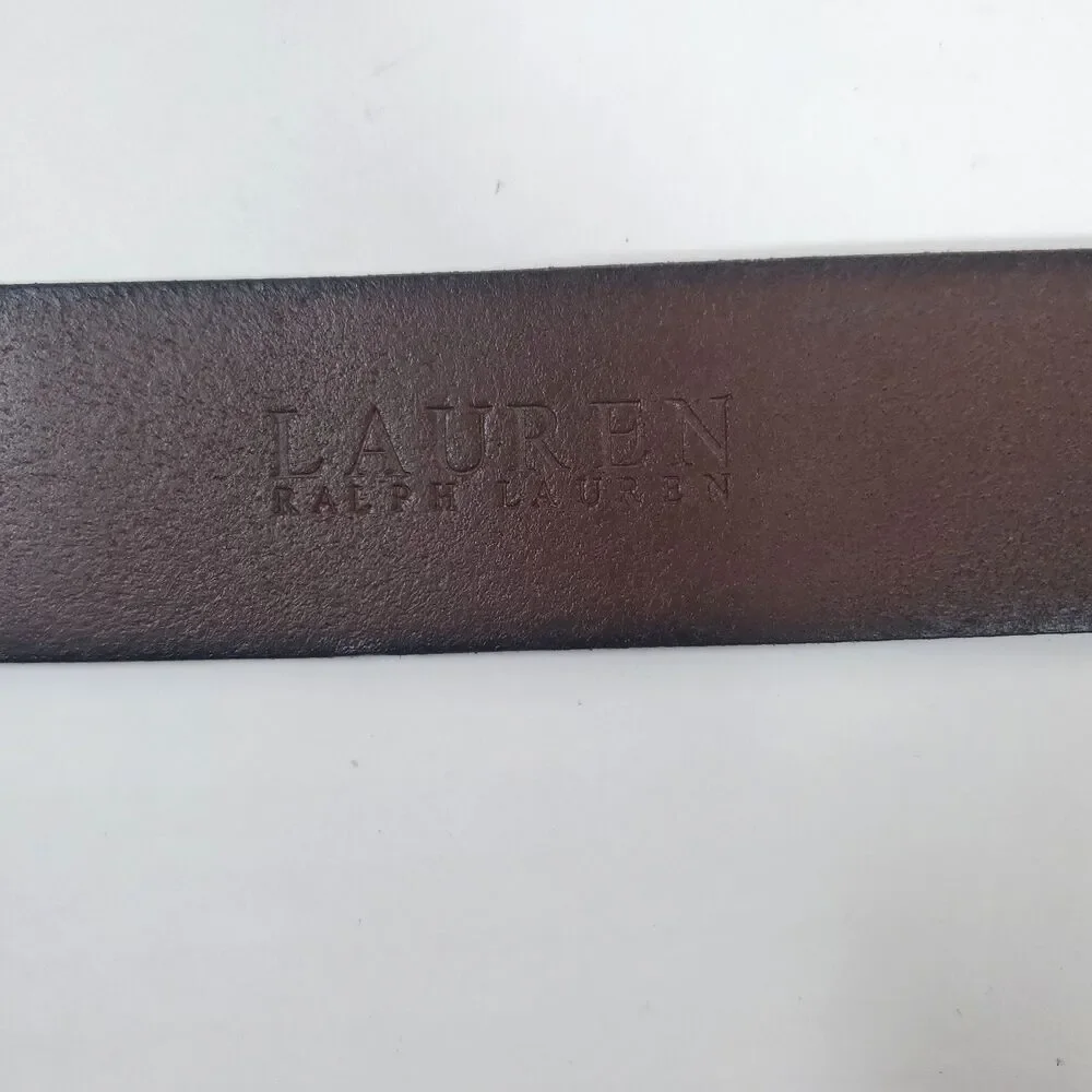 VTG Lauren Ralph Lauren Women’s Brown Leather Belt Large Western Floral Engraved - Picture 10 of 11